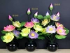 Nine fiber optic LED lotus lamps, plug-in household lotus lamps, are offered before the Buddha details Picture